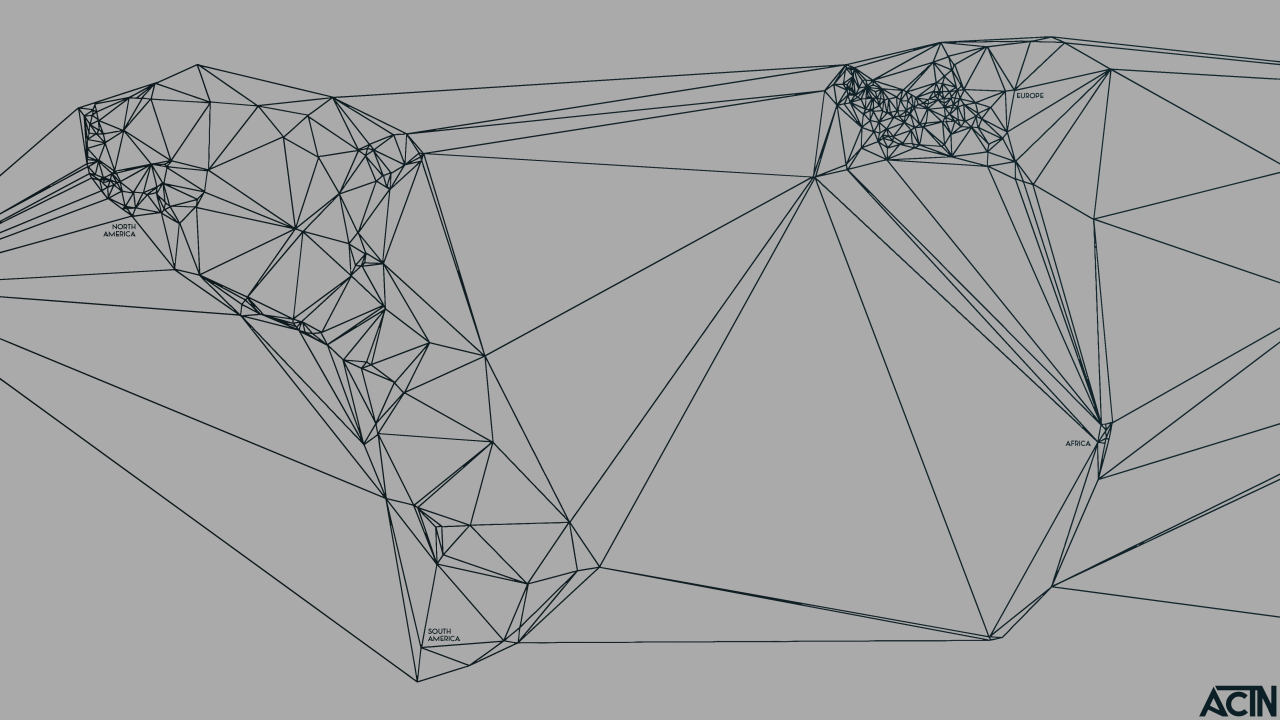 Геометрическая карта мира Nicholas Felton, серый фон