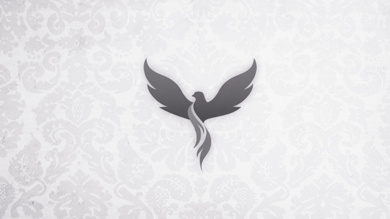 Серый феникс на светлом фоне