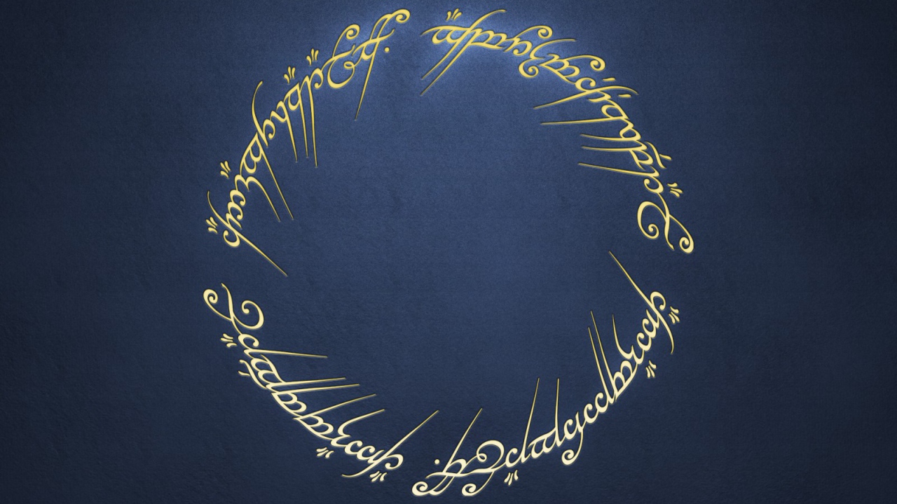 Надписи с Кольца всевластия на синем фоне