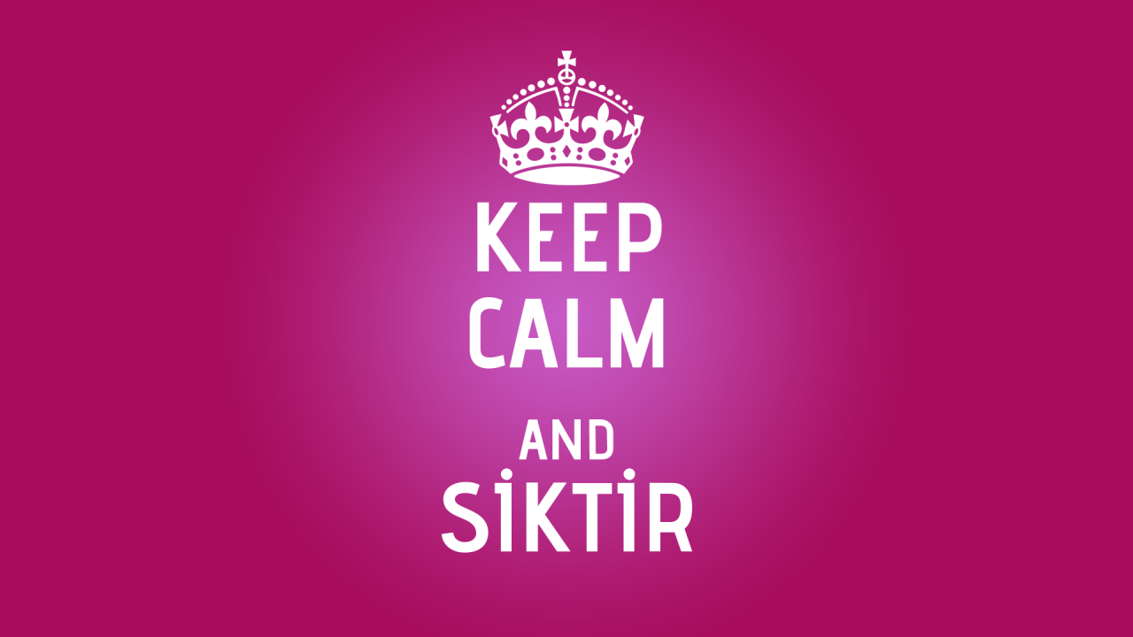 Сохраняйте спокойствие и идите прочь, сиреневый фон