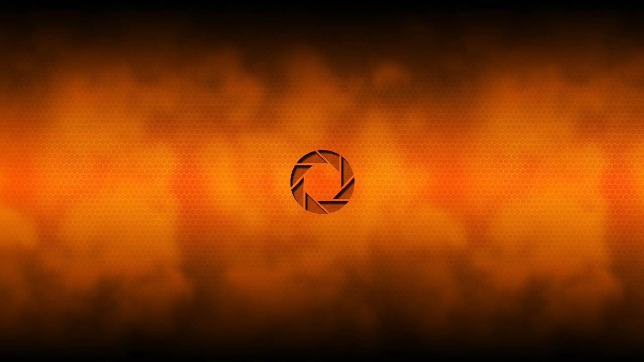 Логотип Aperture Science, оранжевый фон