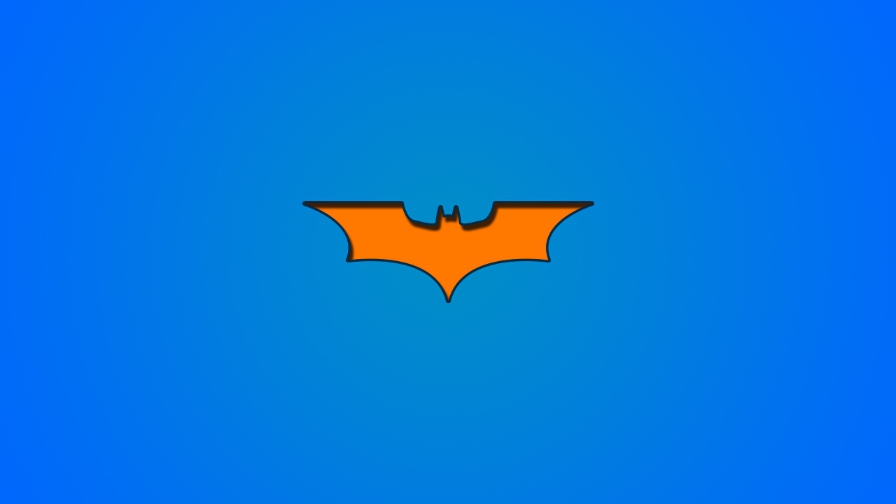 Оранжевый символ Бетмана на голубом фоне