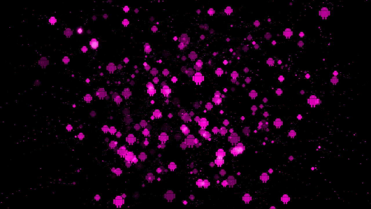 Розовые фигурки Андроида на черном фоне