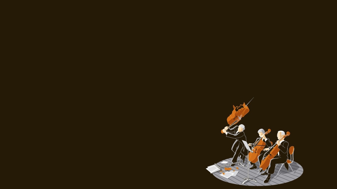 Игра на виолончелях, коричневый фон