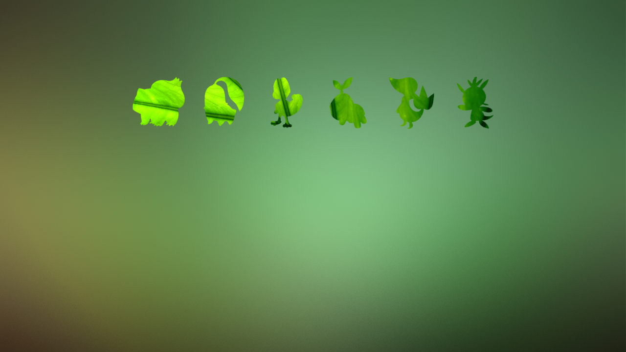 Покемоны, зеленый фон