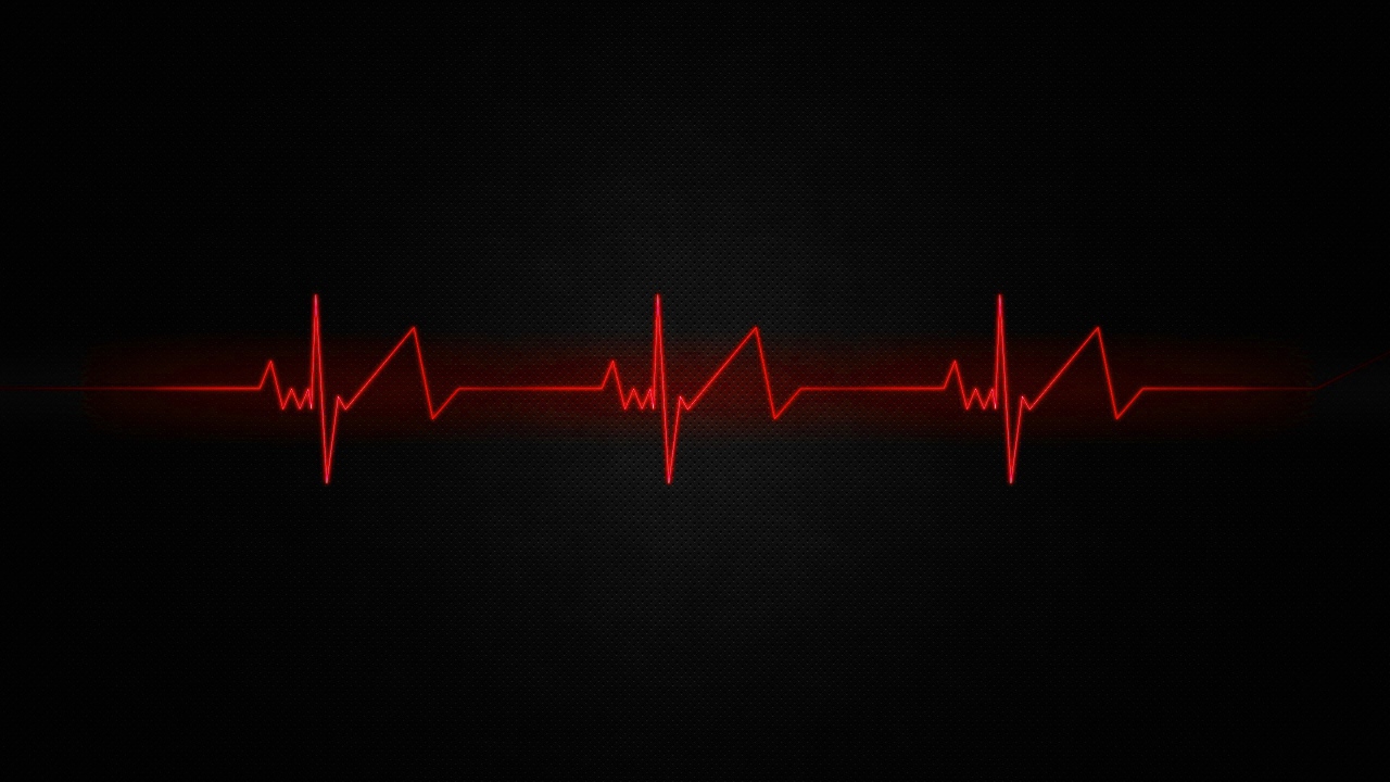 Красная нить пульса на черном фоне