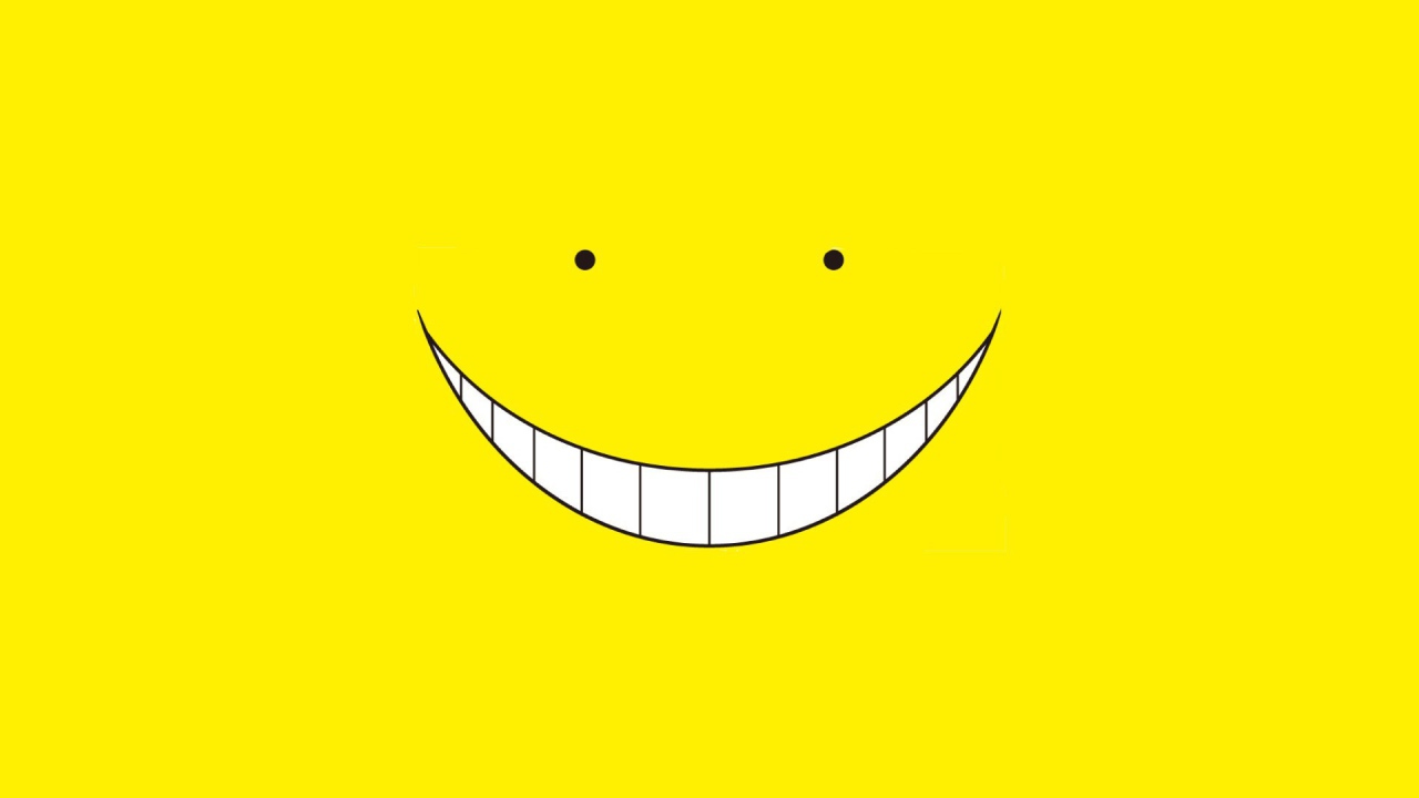 Улыбка смайлика, желтый фон