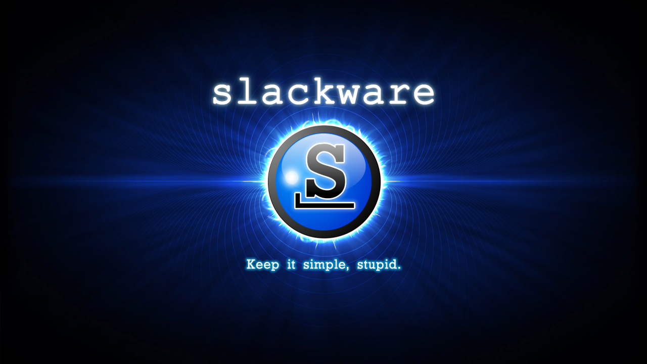 Операционная система Slackware, синий фон