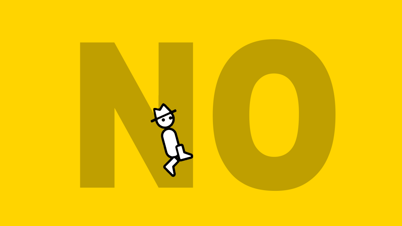 Слово нет, желтый фон