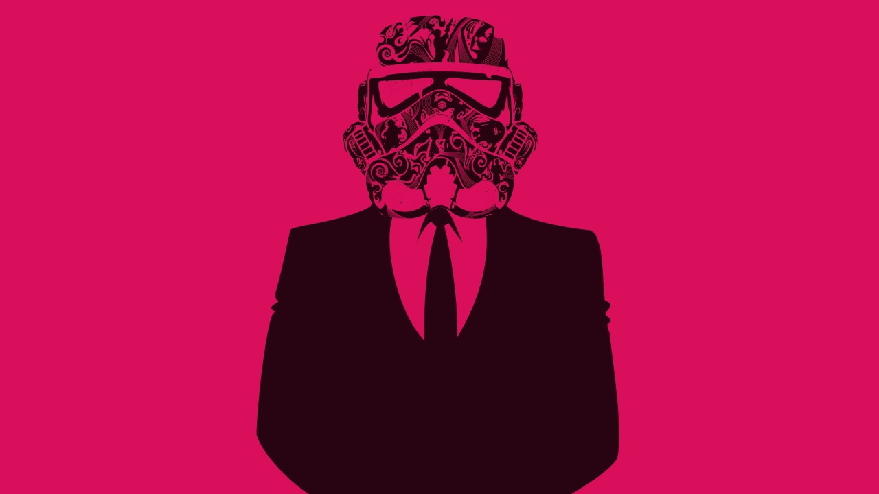 Вейдер в костюме, розовый фон