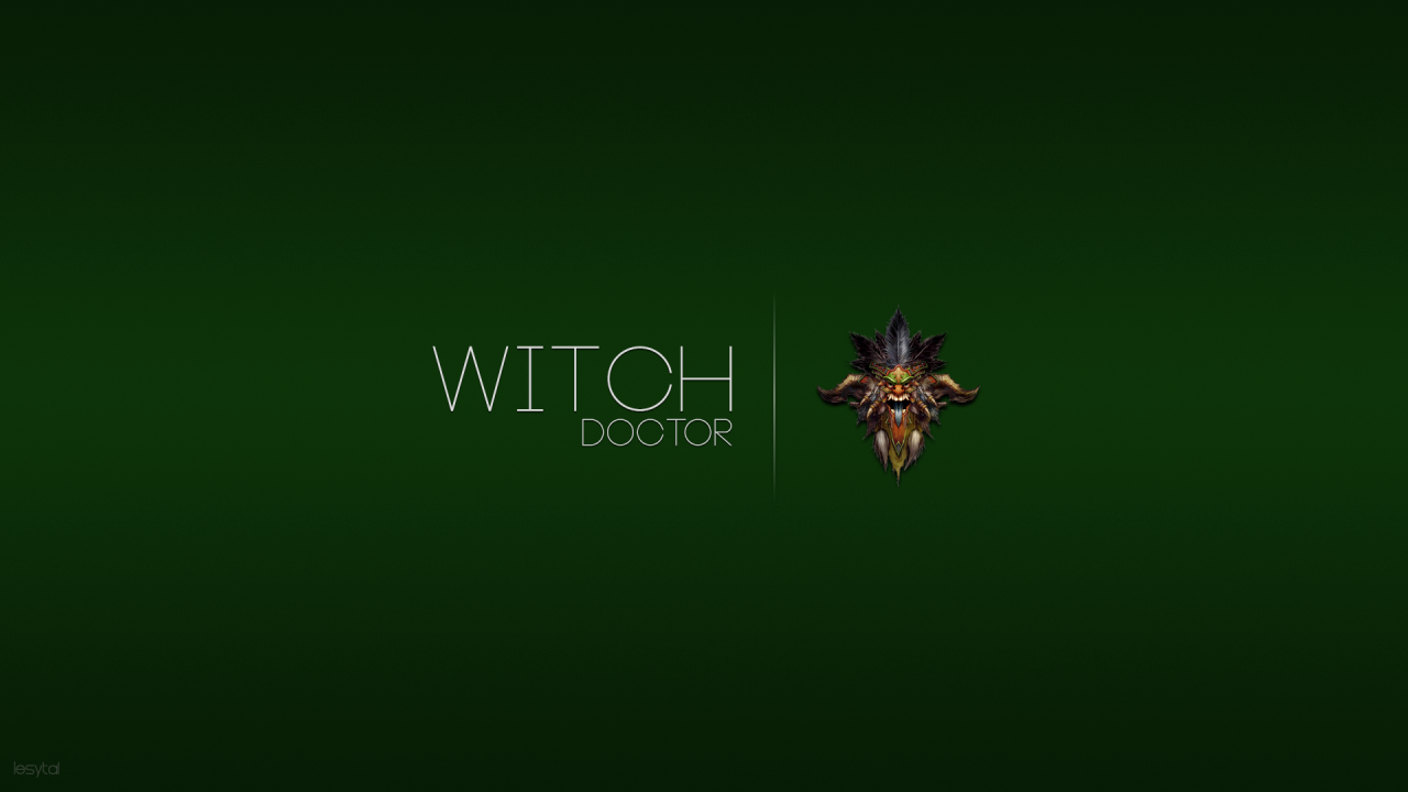 Ведьмин доктор из игры Diablo 3, зеленый фон