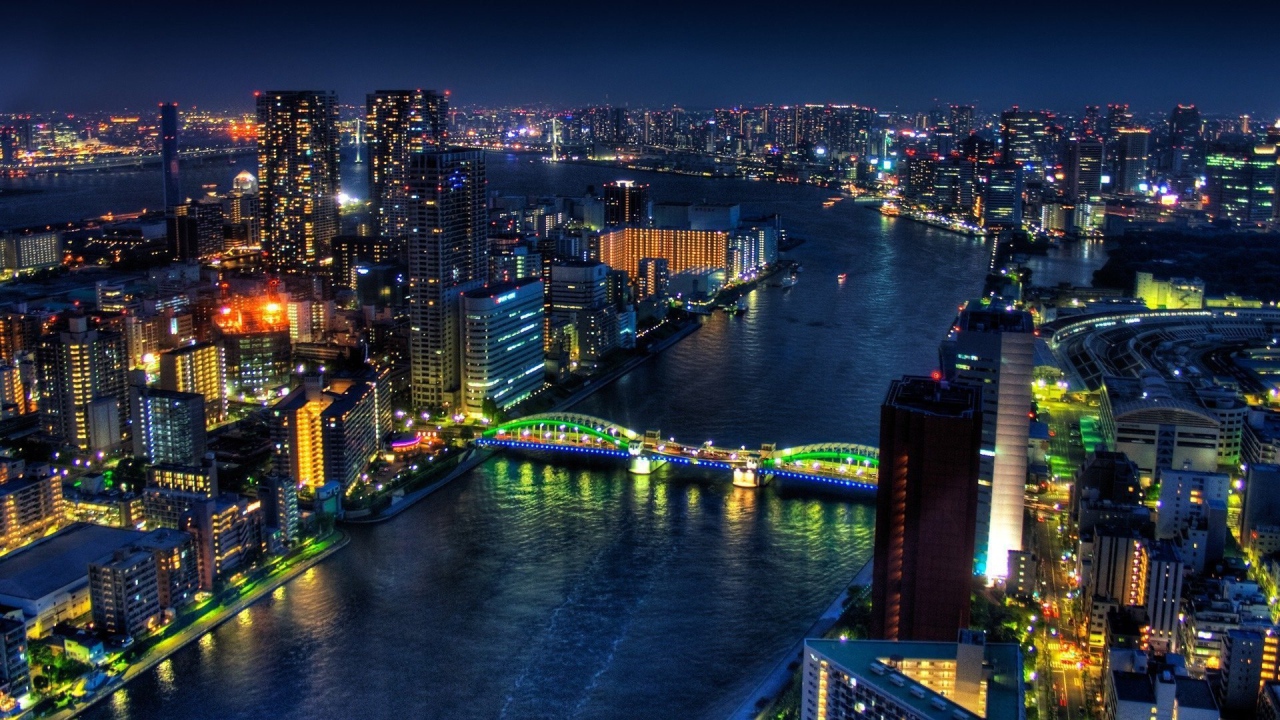 Ночной мост в Токио