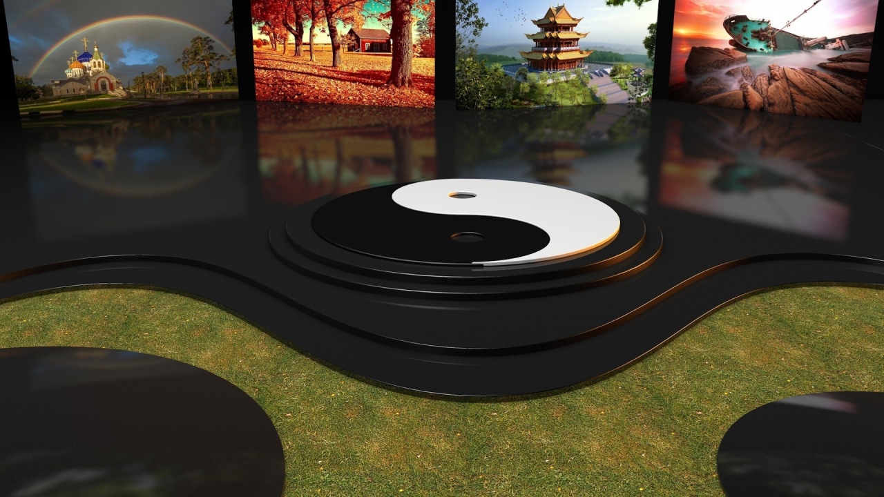 Символ Инь и Янь на полу