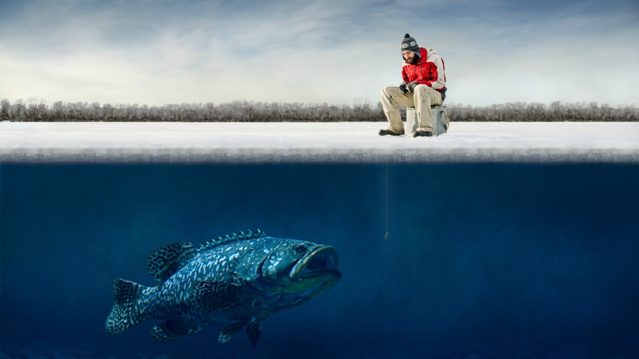 Зимняя рыбалка на озере