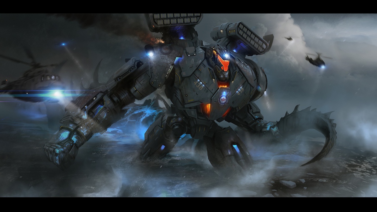 Огромный мех робот в море