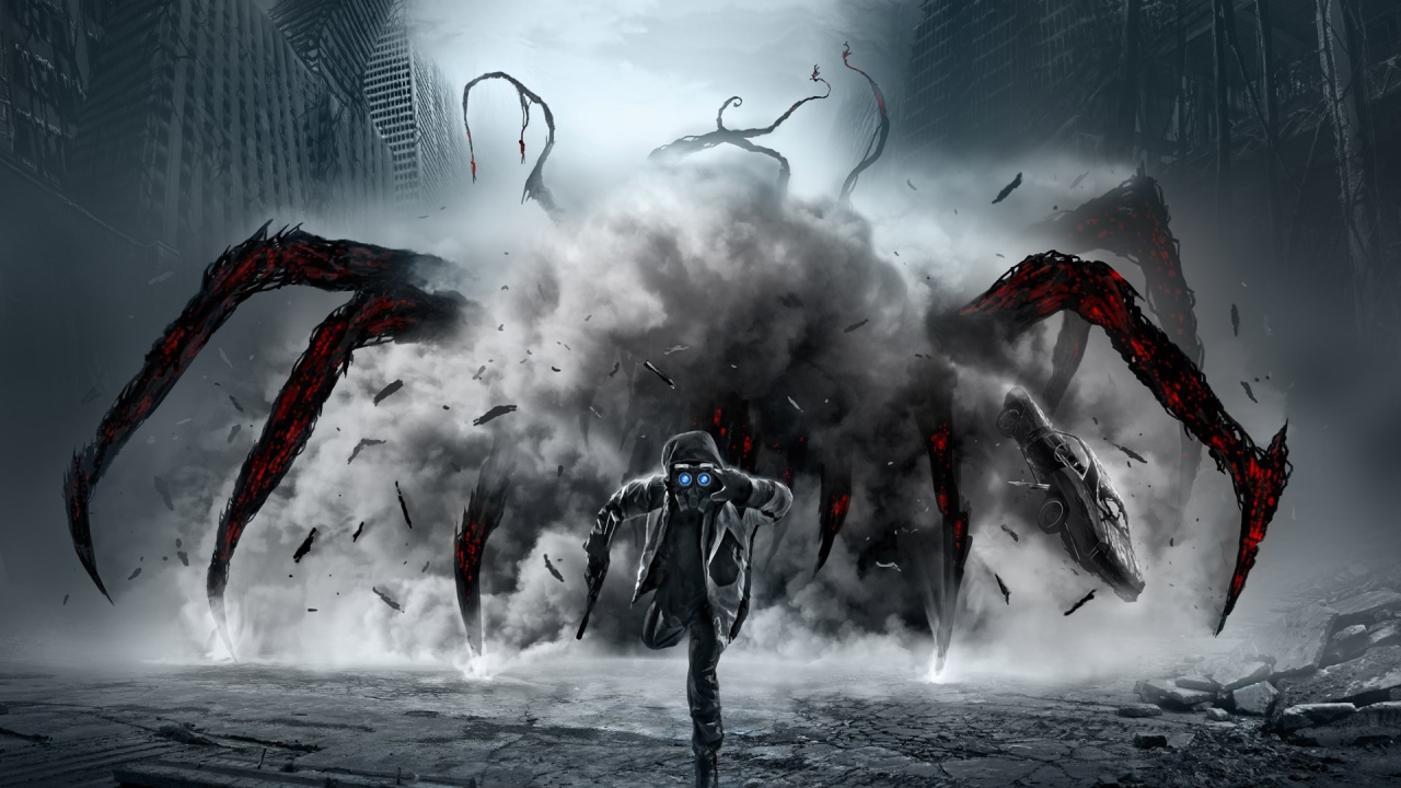 Апокалиптический паук догоняет человека