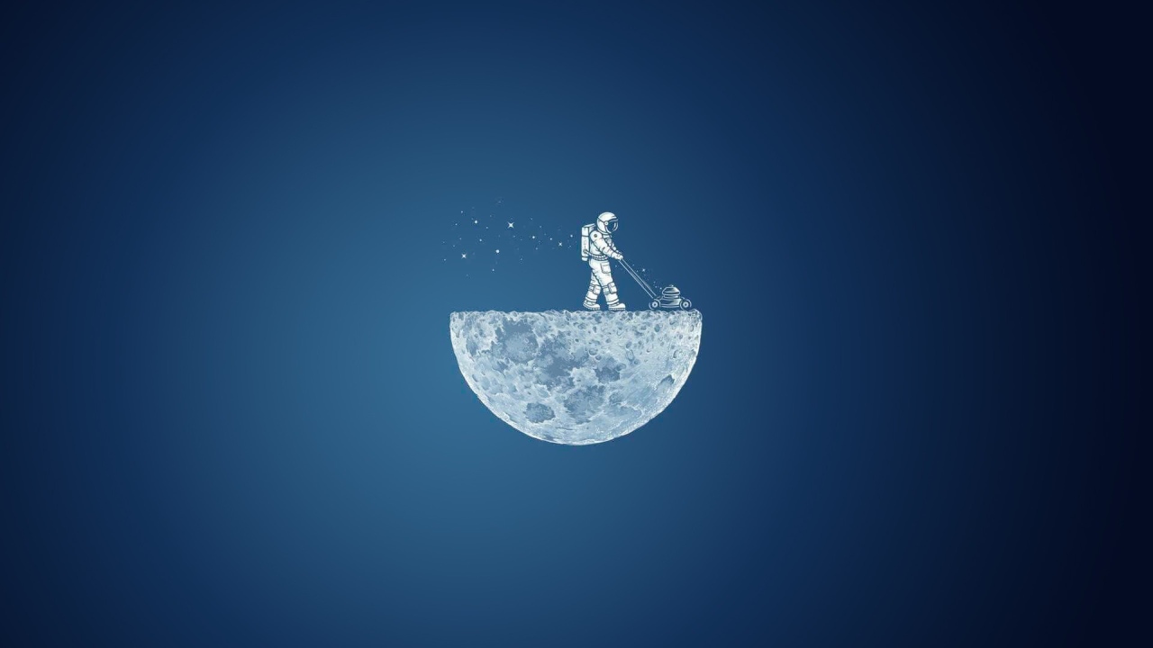 Астронавт с лунокосилкой