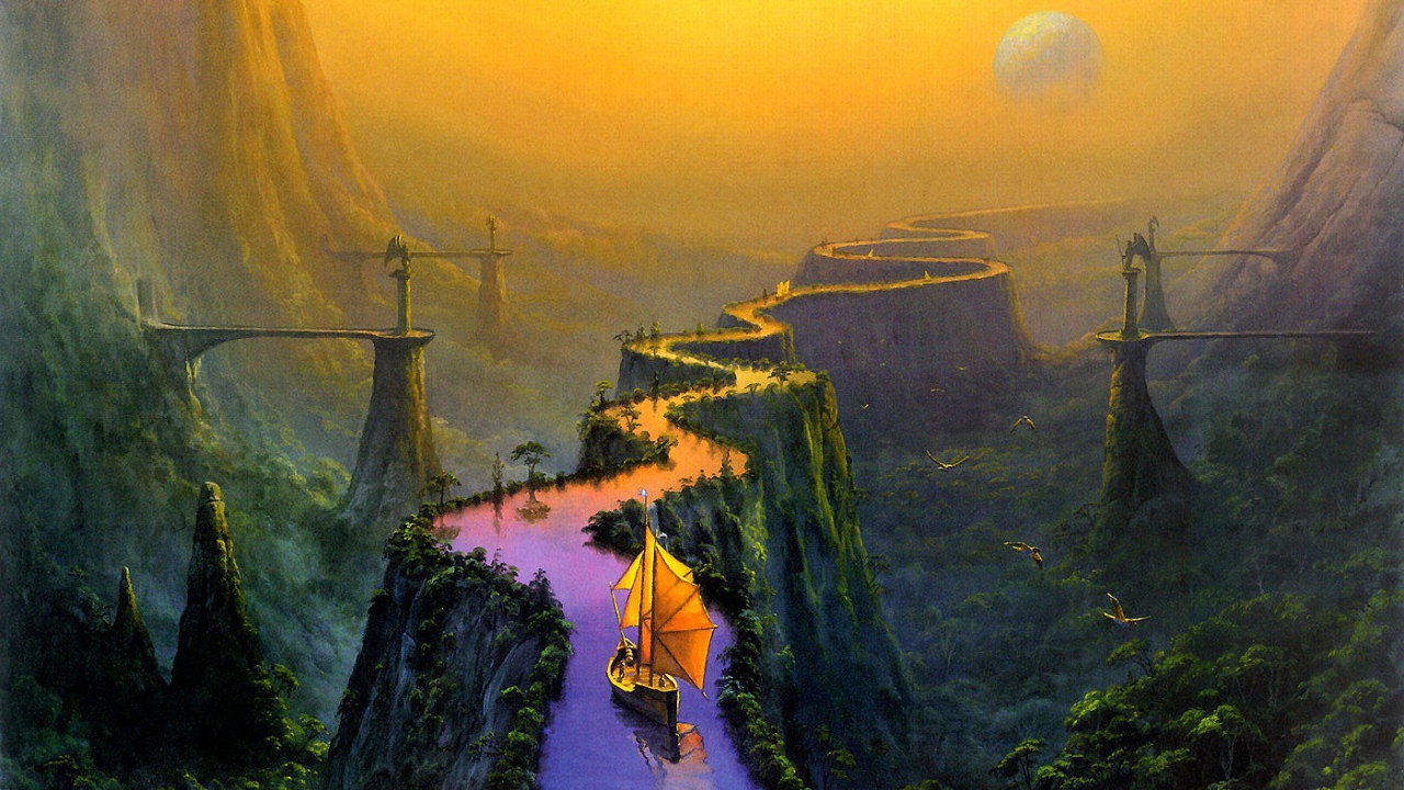 Канал среди гор фэнтези