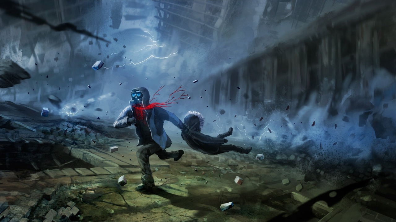 Человек спасает друга от взрыва