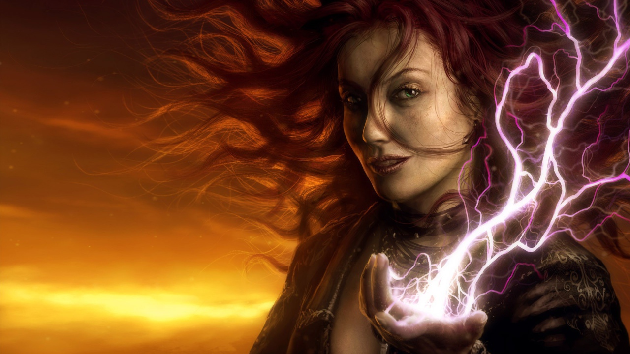 Ведьма с молнией в руке
