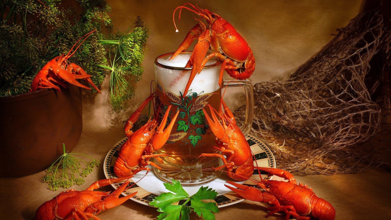 Пиво с вареными раками