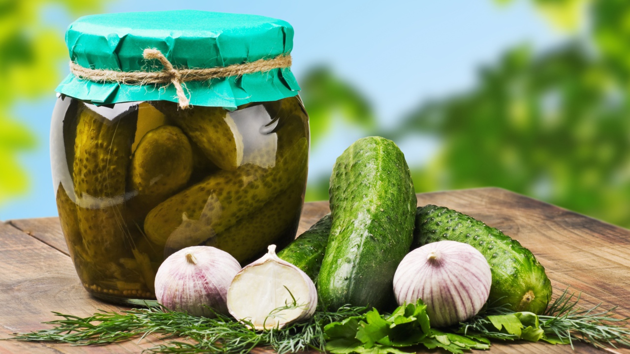 	   Pickled cucumber in glass containers