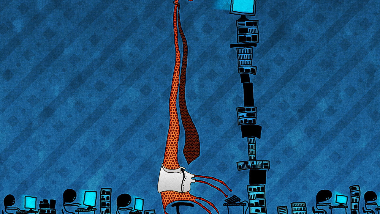 Жираф за компьютером