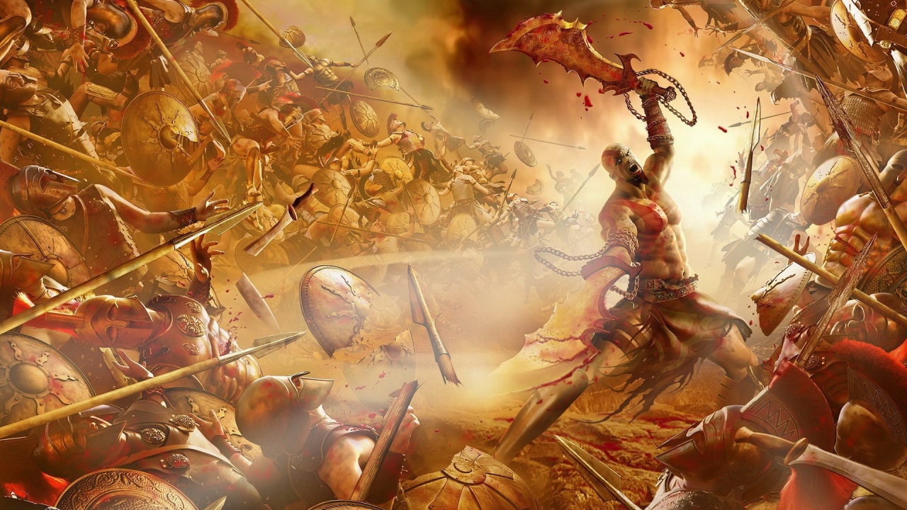 Кровавое сражение в игре God of War