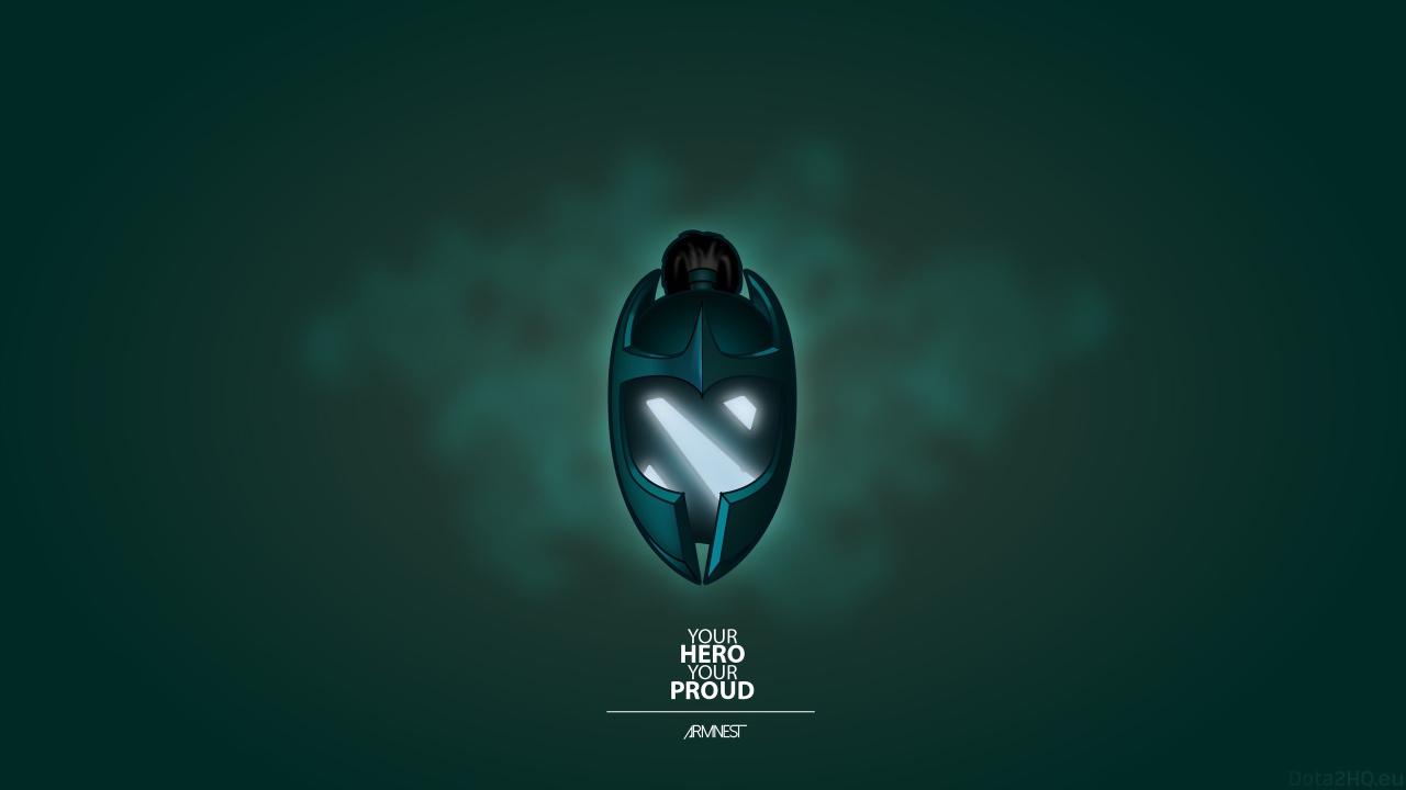 Маска из игры Dota 2, зеленый фон