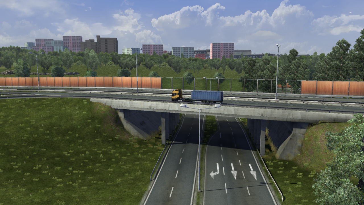 Эстакада над дорогой в игре Euro Truck Simulator 2