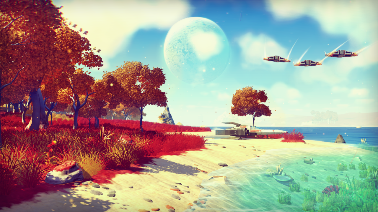 Пляж у моря в игре No Man's Sky
