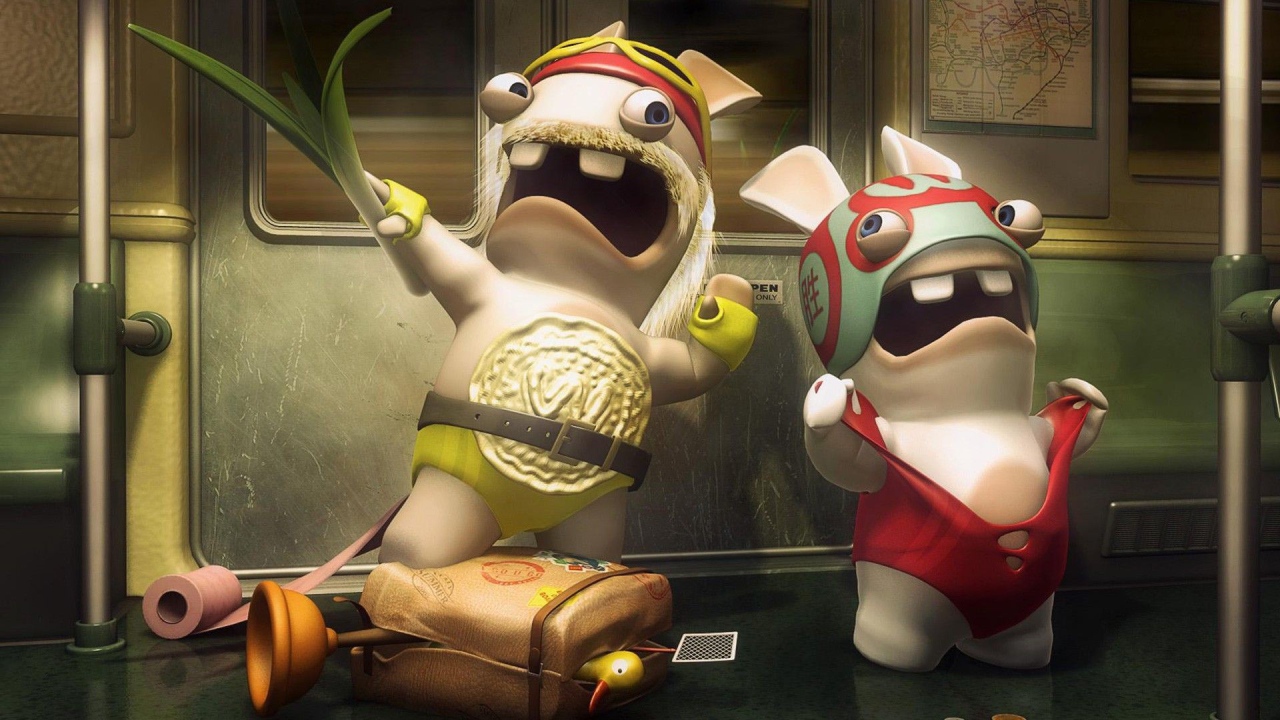 Два персонажа игры Rayman Raving Rabbids