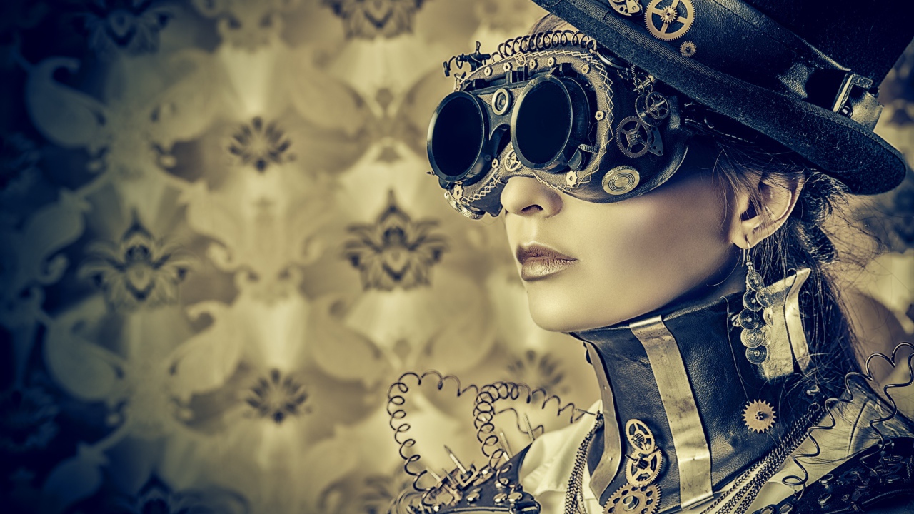 Модель в стильном наряде, стимпанк