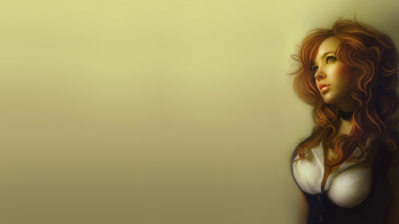 Рыжеволосая девушка на картине