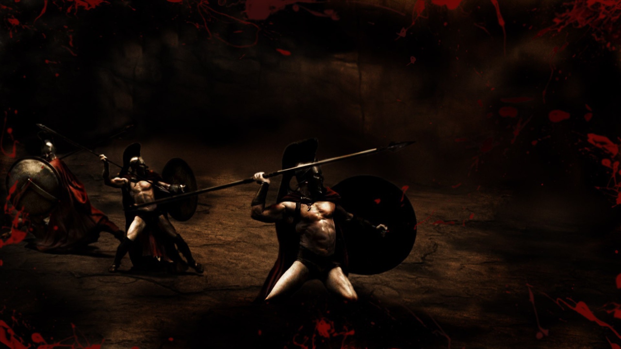 Солдаты метают копья, 300 спартанцев