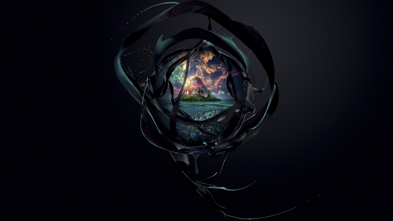 Остров на черном фоне