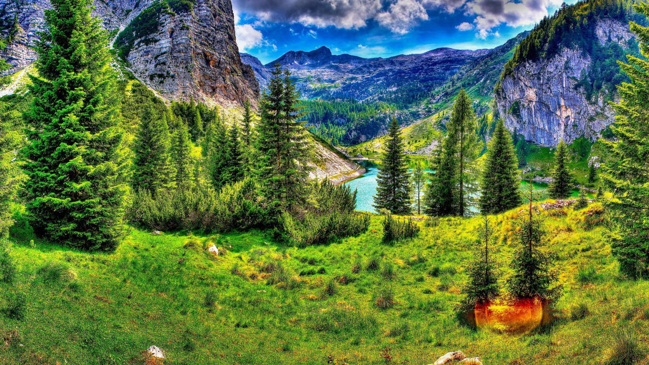 Завораживающий горный пейзаж, HDR фото