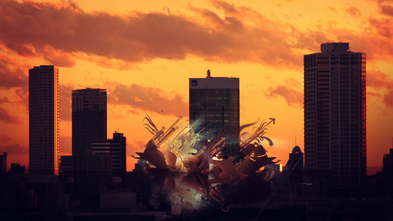 Рисунок на городском пейзаже