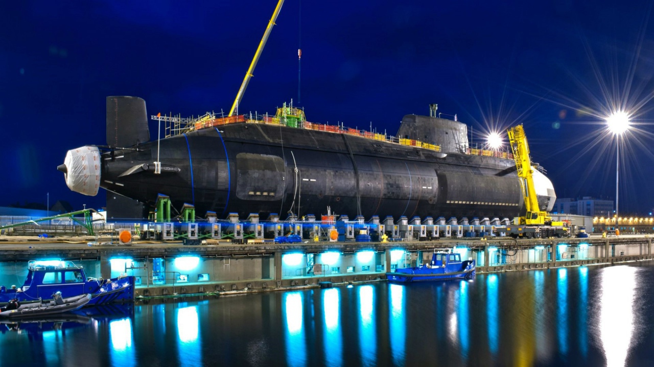 Nuclear submarine in dock