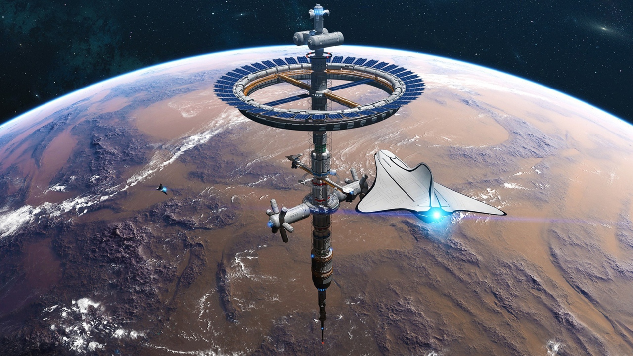 Космическая станция над Марсом