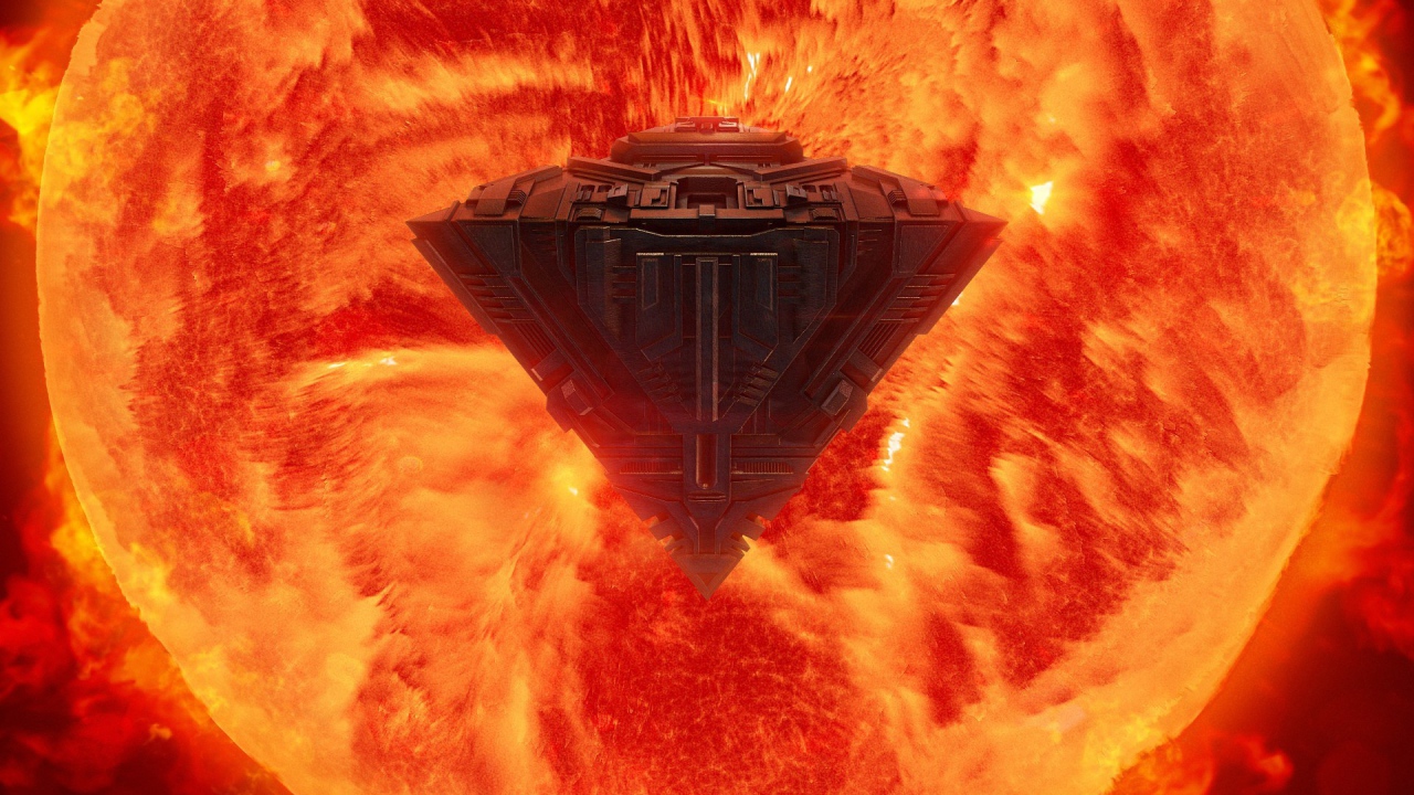 Космический корабль перед Солнцем