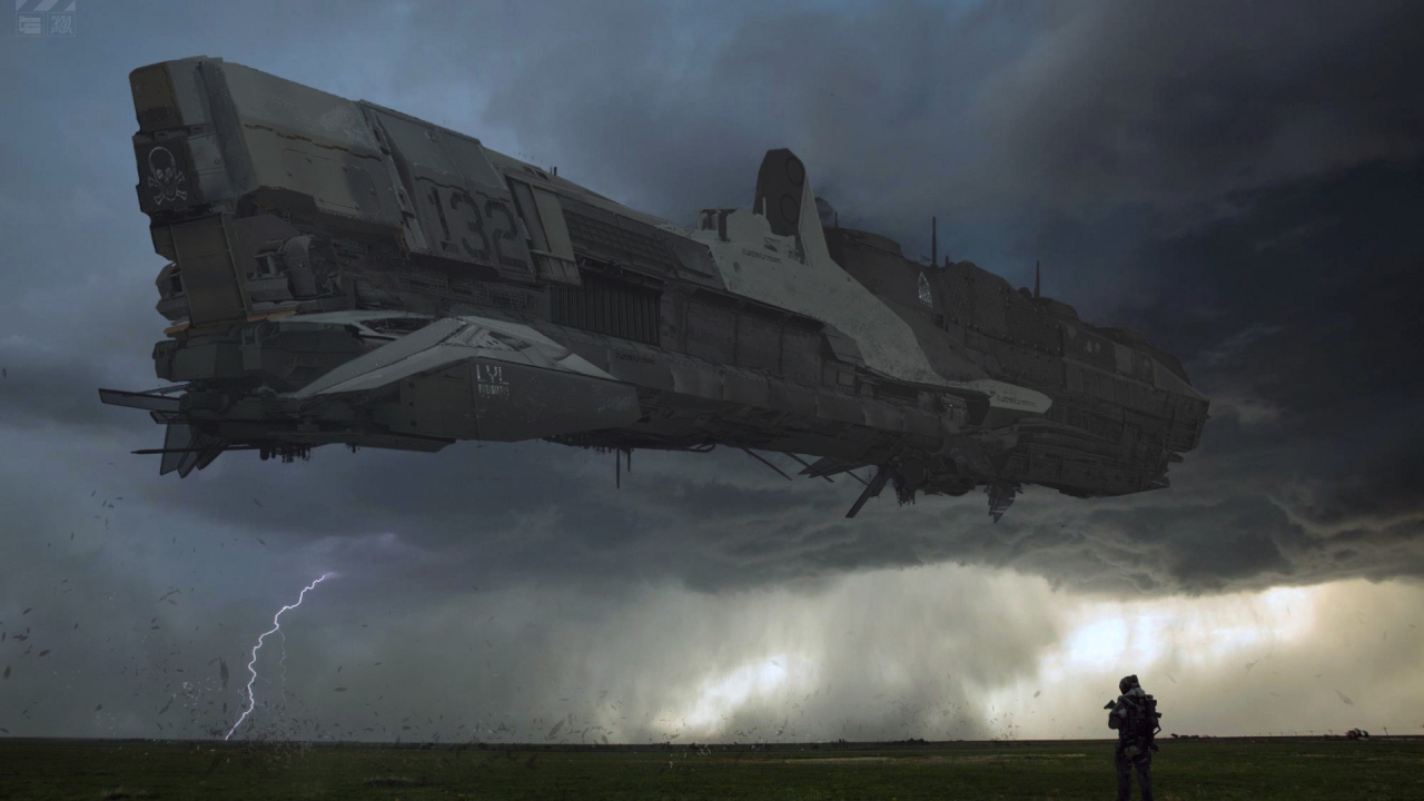 Космический корабль садится на чужую планету