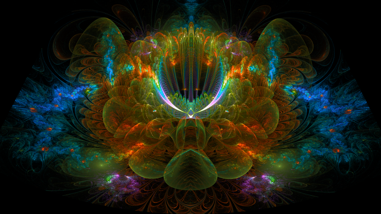 Необычный разноцветный фрактальный цветок  
