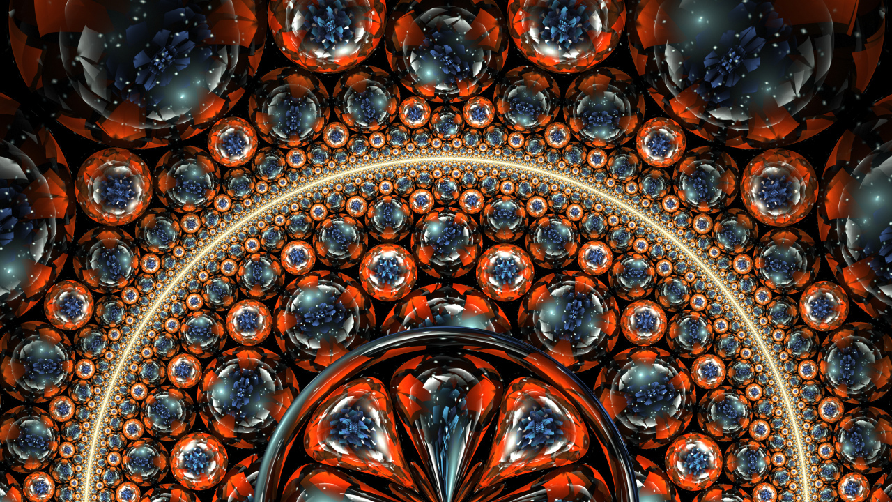 Разноцветные сферы, фрактальный рисунок