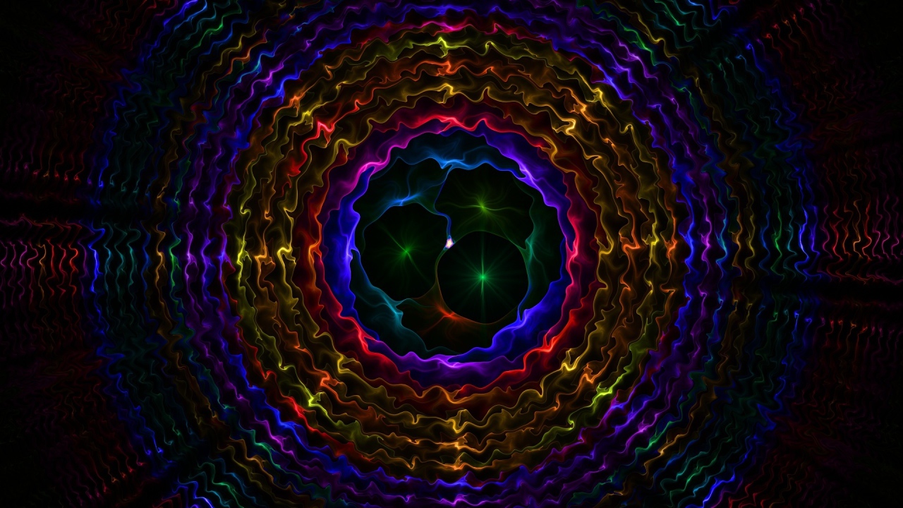 Разноцветные круглые волнистые узоры, абстракция  