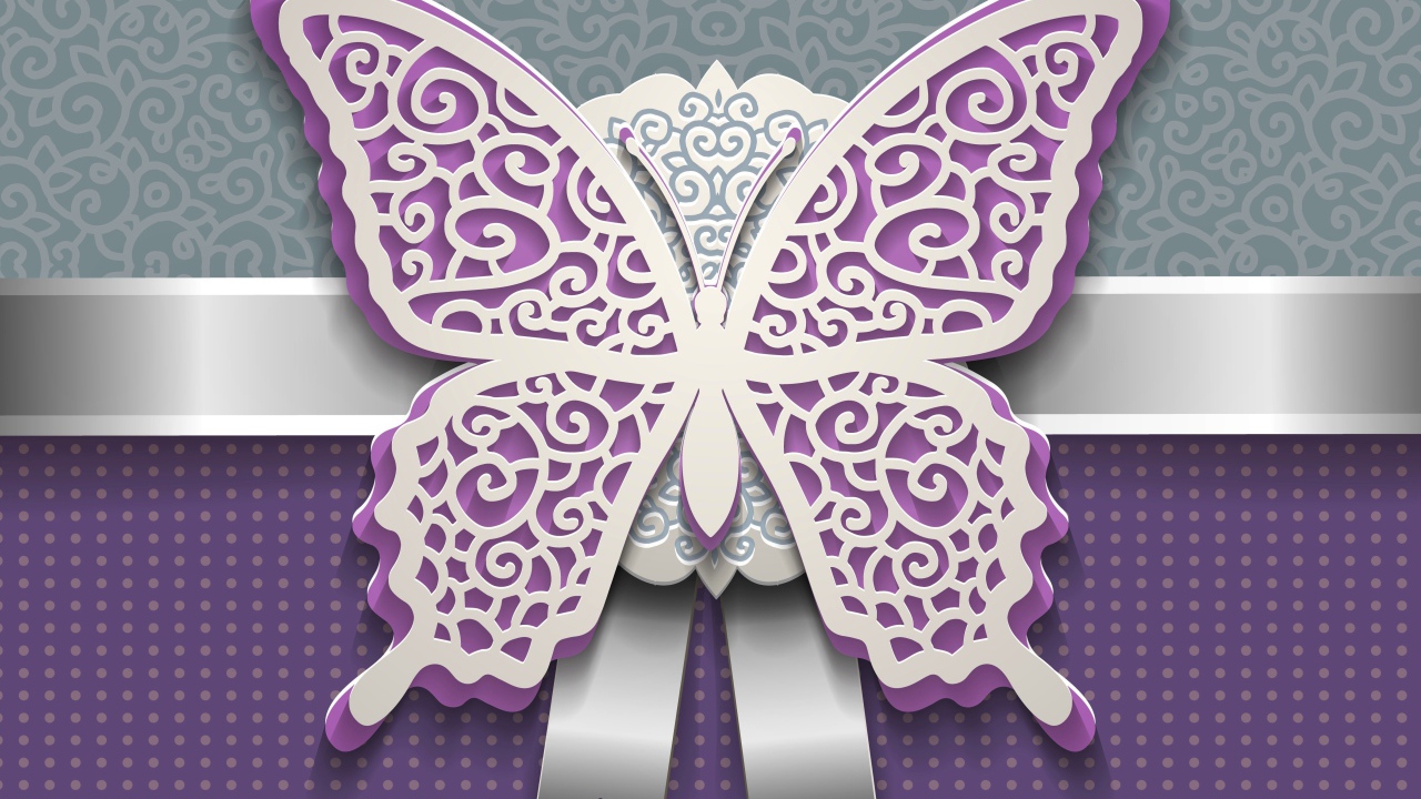 Пурпурная бабочка с белым, 3д графика