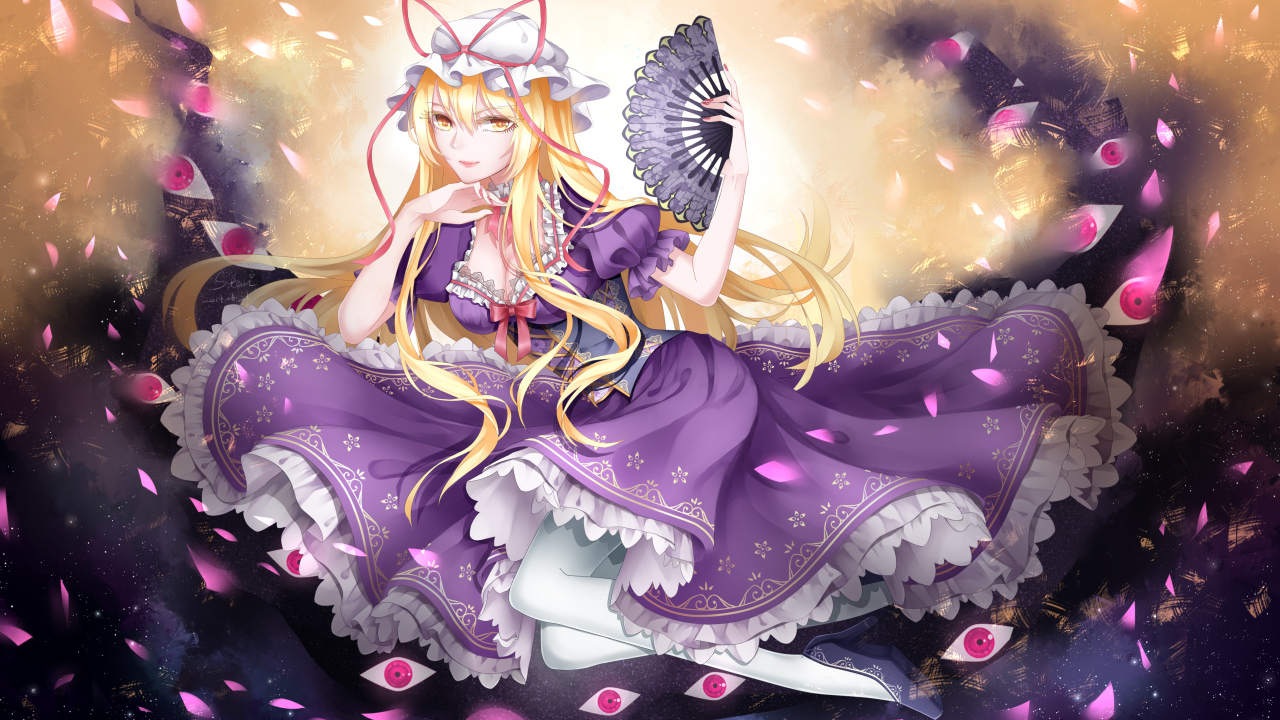 Девушка в красивом платье Юкари Якумо аниме Тохо