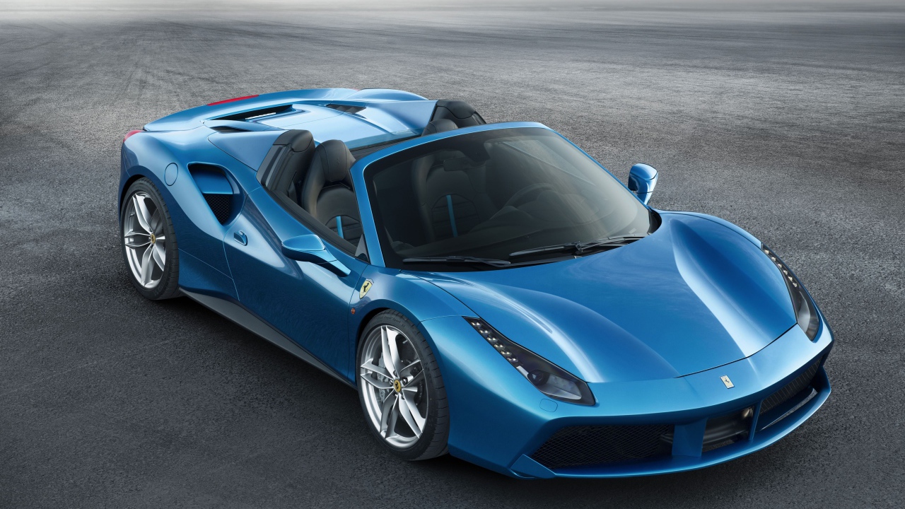 Синий спорткар Ferrari 488 Spider 