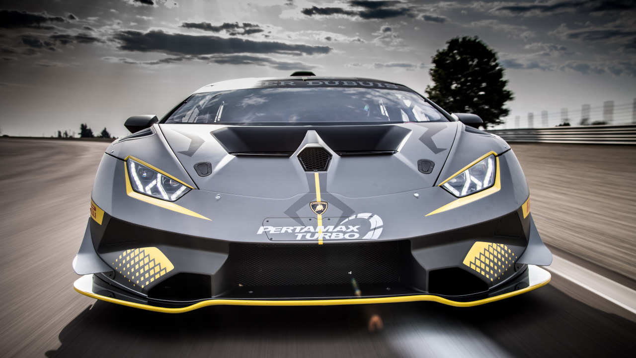 Спортивный автомобиль Lamborghini Huracan Super Trofeo EVO, 2018 вид спереди