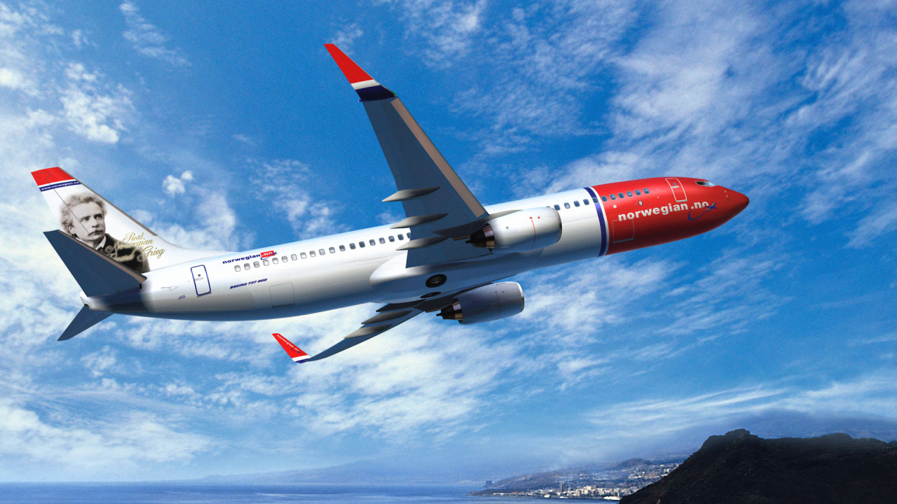 Взлет самолет Boeing 737 авиакомпании Norwegian Air 